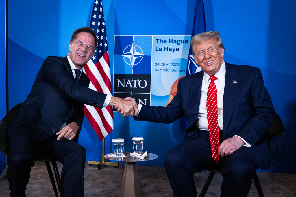 Mark Rutte and Donald Trump at a NATO Summit.